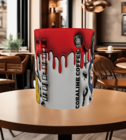 Coralina jonnes Baskı içi ve Kulpu Renkli Kupa