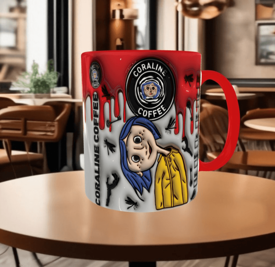 Coralina jonnes Baskı içi ve Kulpu Renkli Kupa