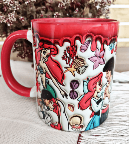 Deniz kızı Baskı içi ve Kulpu Renkli Kupa