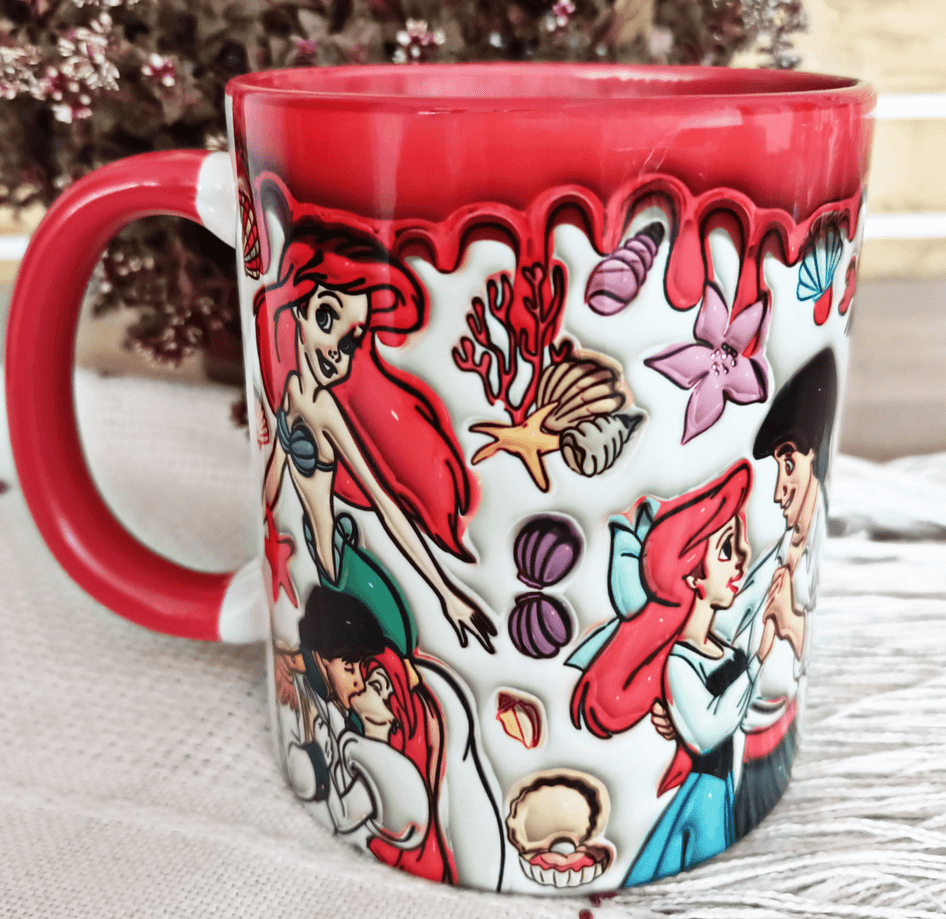 Deniz kızı Baskı içi ve Kulpu Renkli Kupa