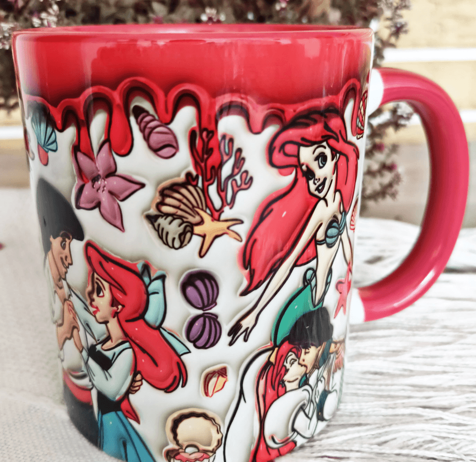 Deniz kızı Baskı içi ve Kulpu Renkli Kupa