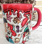 Deniz kızı Baskı içi ve Kulpu Renkli Kupa