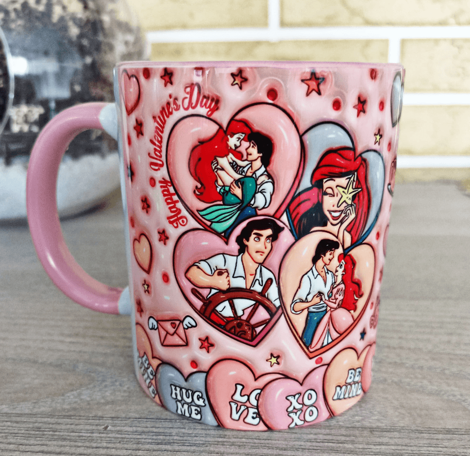 Deniz kızı Baskı içi ve Kulpu Renkli Kupa