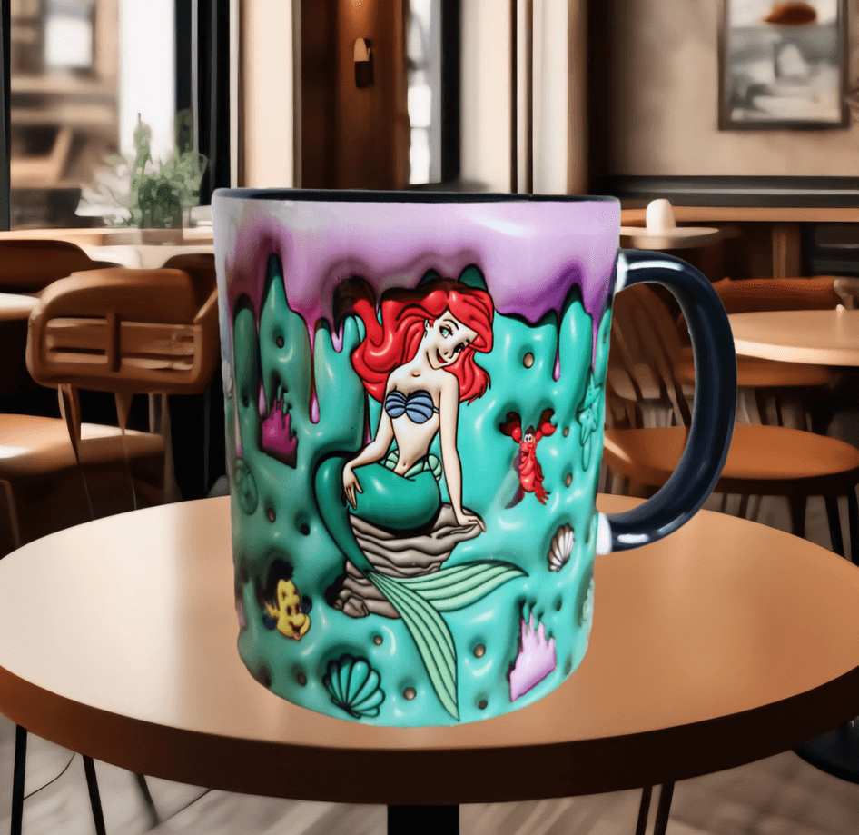 Deniz kızı Baskı içi ve Kulpu Renkli Kupa