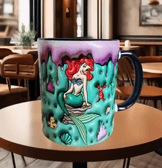 Deniz kızı Baskı içi ve Kulpu Renkli Kupa