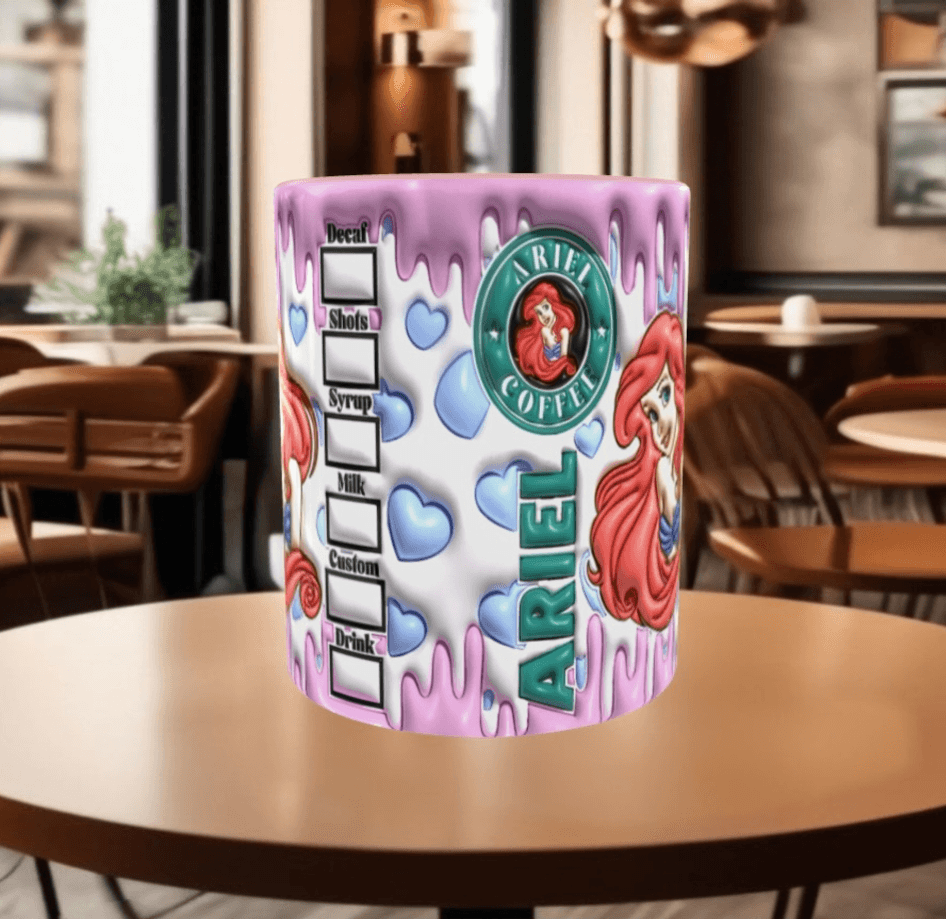 Deniz kızı Baskı içi ve Kulpu Renkli Kupa