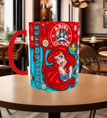 Deniz kızı Baskı içi ve Kulpu Renkli Kupa