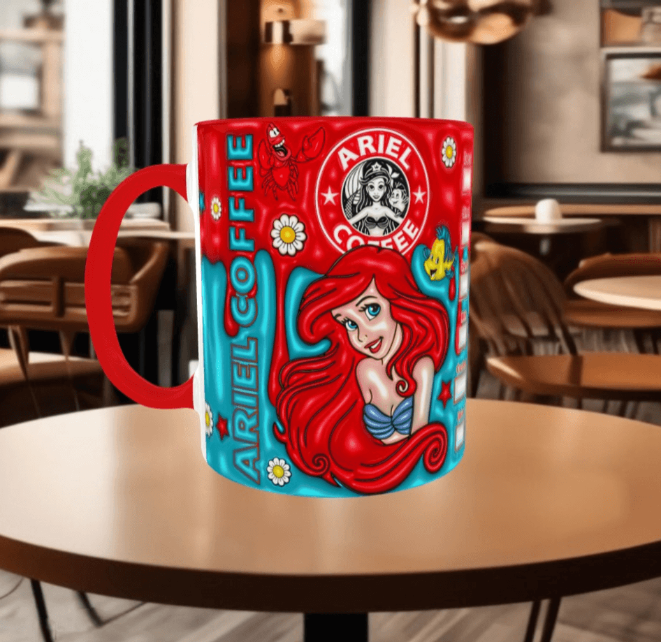 Deniz kızı Baskı içi ve Kulpu Renkli Kupa