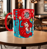 Deniz kızı Baskı içi ve Kulpu Renkli Kupa