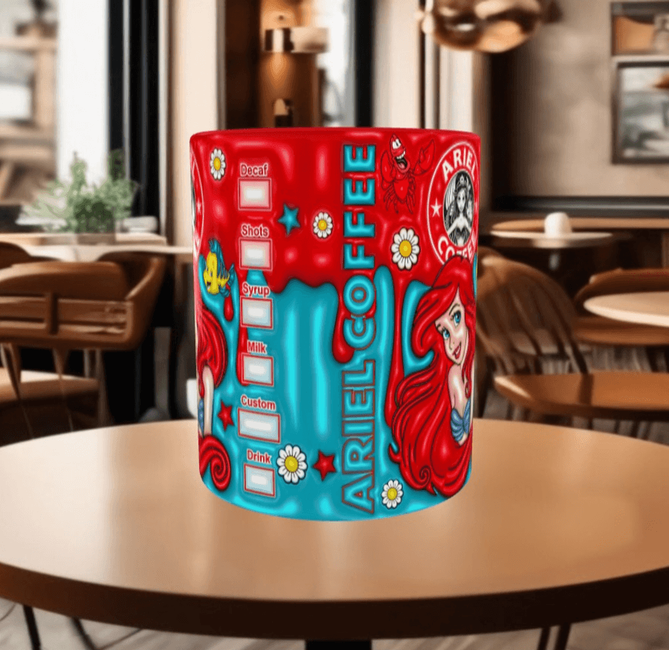 Deniz kızı Baskı içi ve Kulpu Renkli Kupa