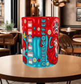 Deniz kızı Baskı içi ve Kulpu Renkli Kupa