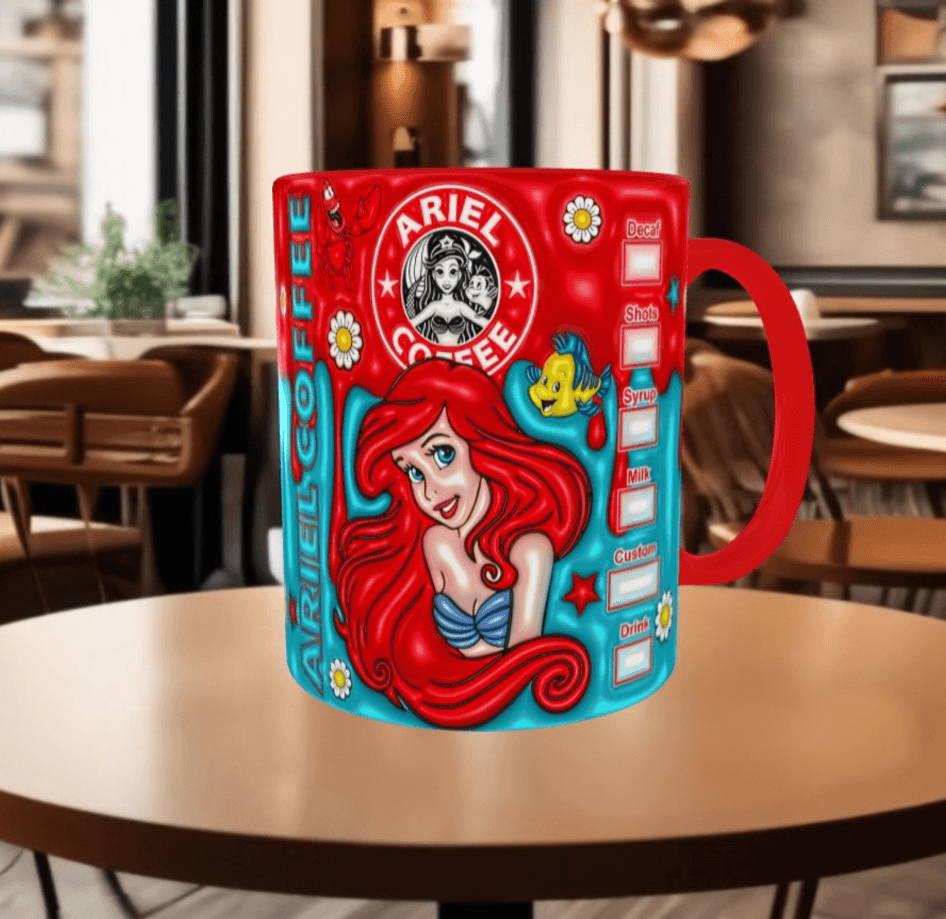 Deniz kızı Baskı içi ve Kulpu Renkli Kupa