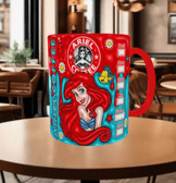 Deniz kızı Baskı içi ve Kulpu Renkli Kupa