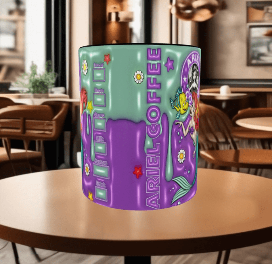 Deniz kızı Baskı içi ve Kulpu Renkli Kupa