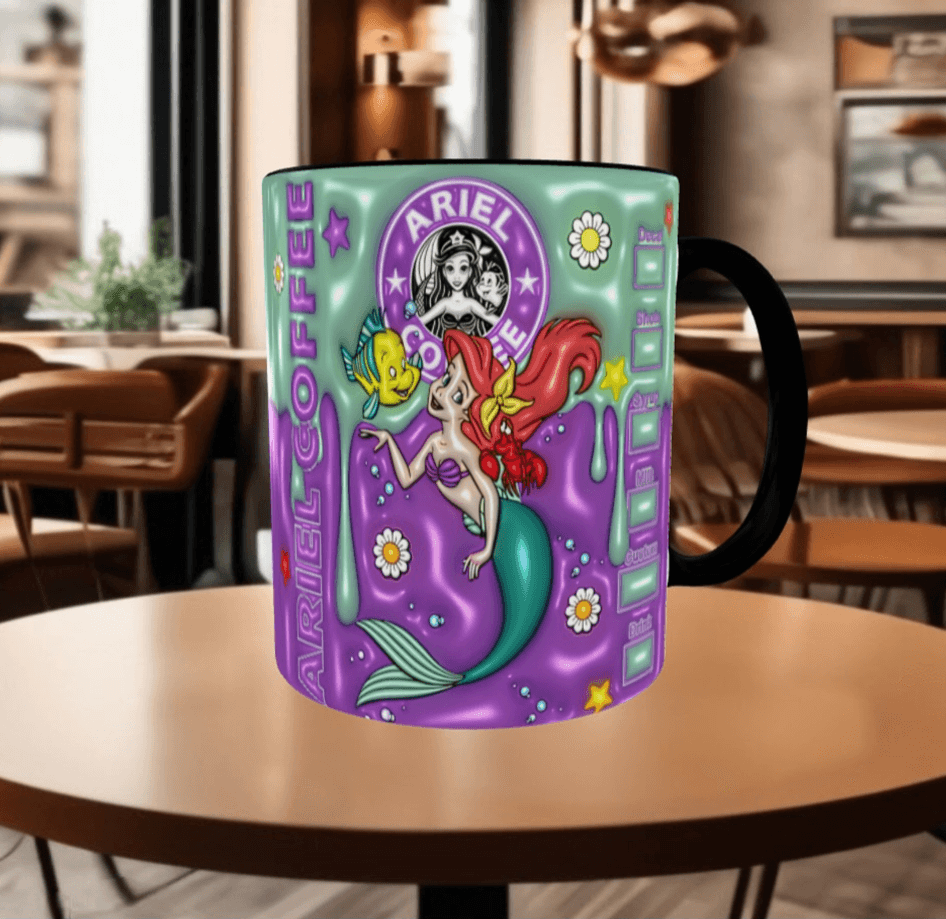 Deniz kızı Baskı içi ve Kulpu Renkli Kupa