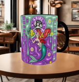 Deniz kızı Baskı içi ve Kulpu Renkli Kupa