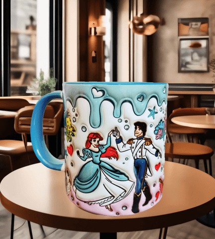 Deniz kızı Baskı içi ve Kulpu Renkli Kupa