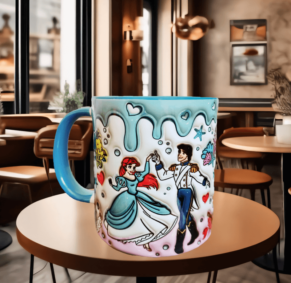 Deniz kızı Baskı içi ve Kulpu Renkli Kupa