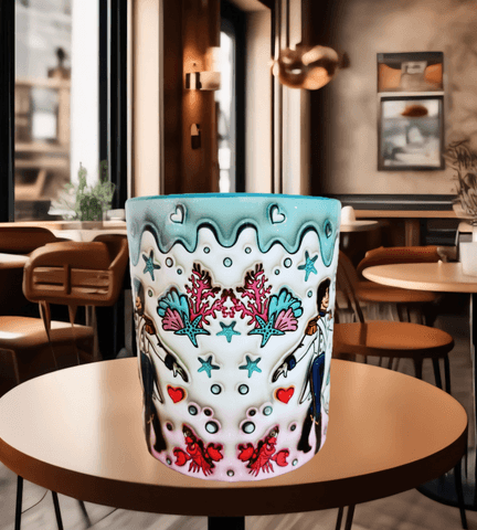 Deniz kızı Baskı içi ve Kulpu Renkli Kupa