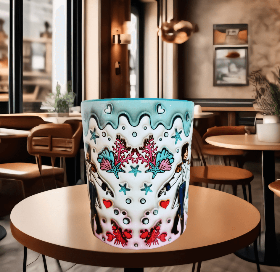 Deniz kızı Baskı içi ve Kulpu Renkli Kupa