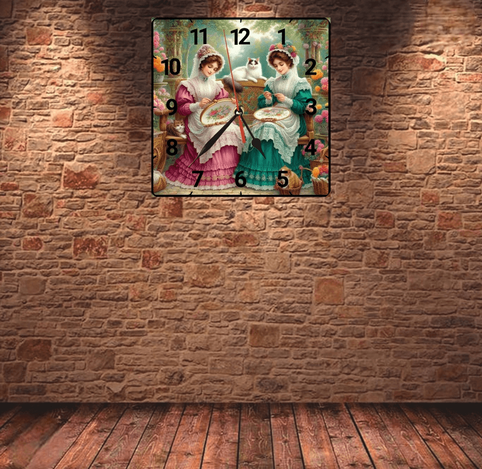 Nakış vintage baskı metal hediyelik dekoratif kaliteli duvar saati