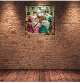 Nakış vintage baskı metal hediyelik dekoratif kaliteli duvar saati