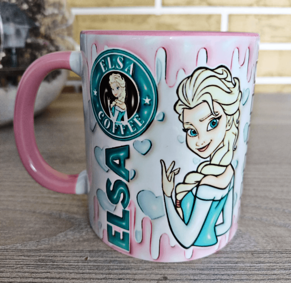 Prenses Baskı içi ve Kulpu Renkli Kupa