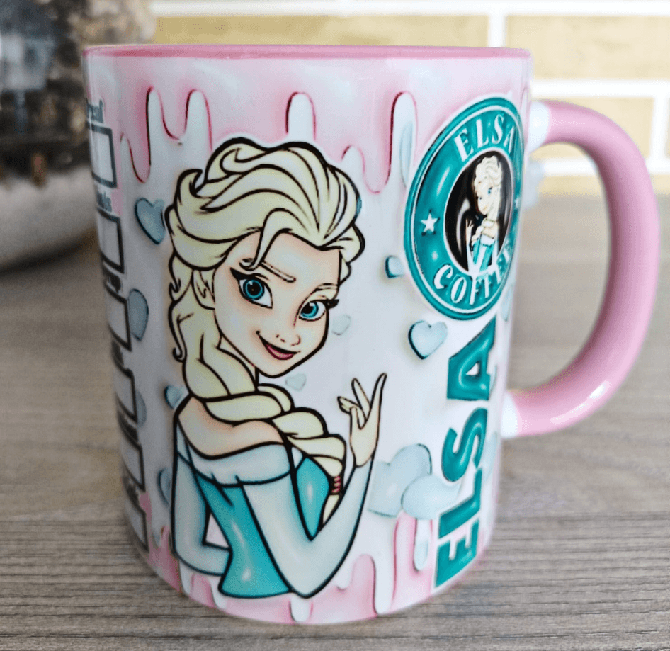 Prenses Baskı içi ve Kulpu Renkli Kupa