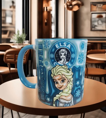 Prenses Baskı içi ve Kulpu Renkli Kupa