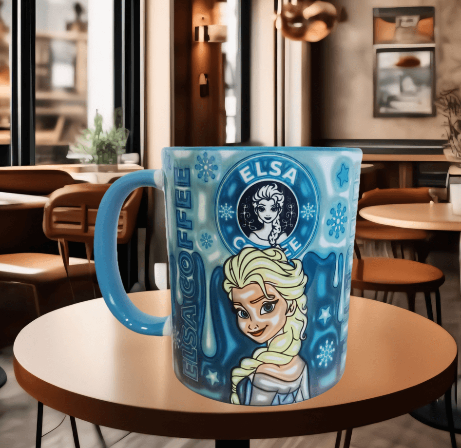 Prenses Baskı içi ve Kulpu Renkli Kupa