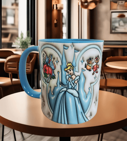 Prenses Baskı içi ve Kulpu Renkli Kupa