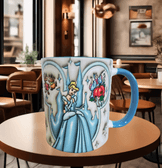 Prenses Baskı içi ve Kulpu Renkli Kupa