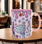 Prenses Baskı içi ve Kulpu Renkli Kupa