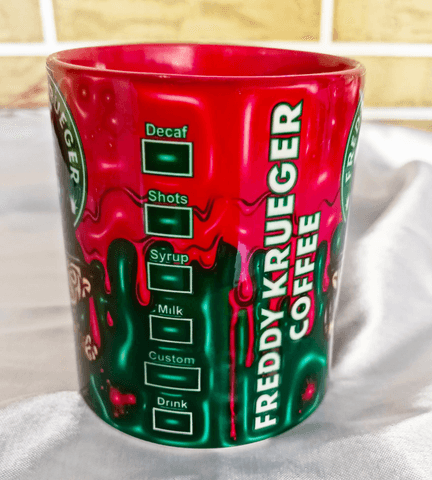 Freddy Baskı içi ve Kulpu Renkli Kupa