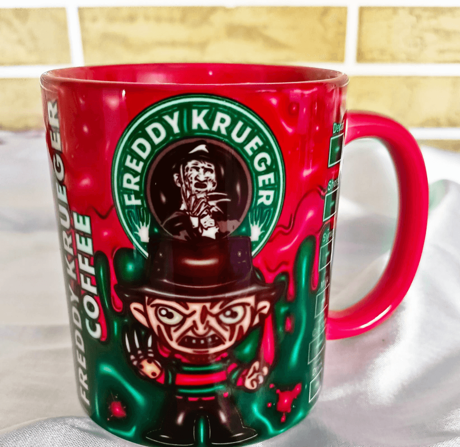 Freddy Baskı içi ve Kulpu Renkli Kupa