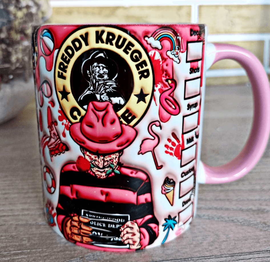 Freddy Baskı içi ve Kulpu Renkli Kupa