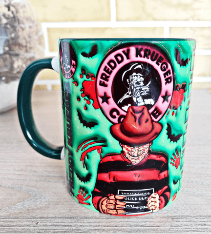 Freddy Baskı içi ve Kulpu Renkli Kupa