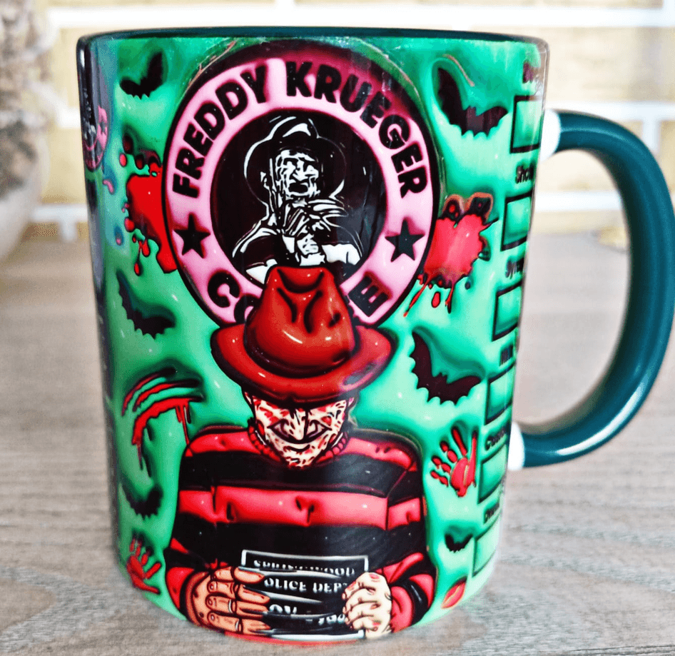 Freddy Baskı içi ve Kulpu Renkli Kupa