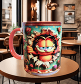 Garfield Baskı içi ve Kulpu Renkli Kupa