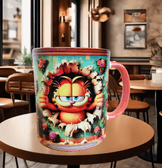 Garfield Baskı içi ve Kulpu Renkli Kupa