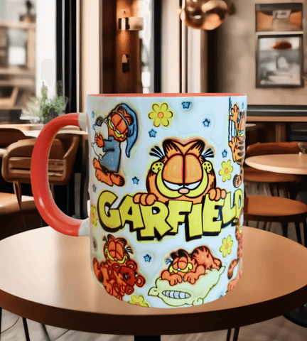 Garfield Baskı içi ve Kulpu Renkli Kupa