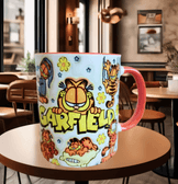 Garfield Baskı içi ve Kulpu Renkli Kupa