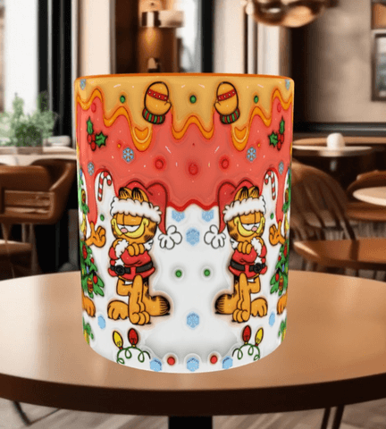 Garfield Baskı içi ve Kulpu Renkli Kupa