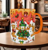 Garfield Baskı içi ve Kulpu Renkli Kupa