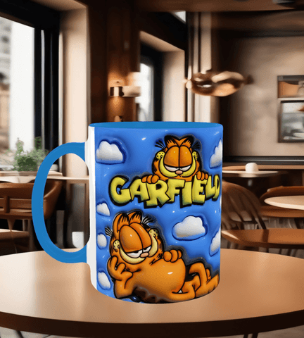 Garfield Baskı içi ve Kulpu Renkli Kupa