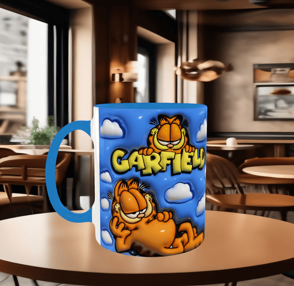 Garfield Baskı içi ve Kulpu Renkli Kupa