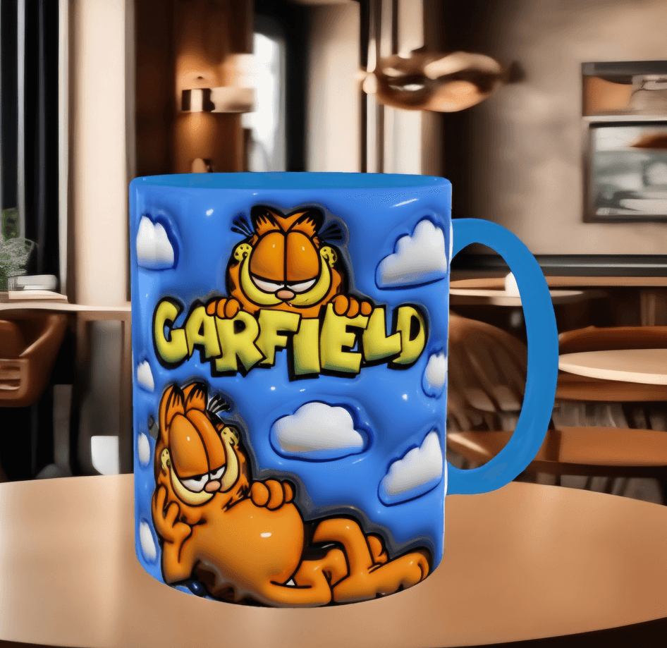Garfield Baskı içi ve Kulpu Renkli Kupa