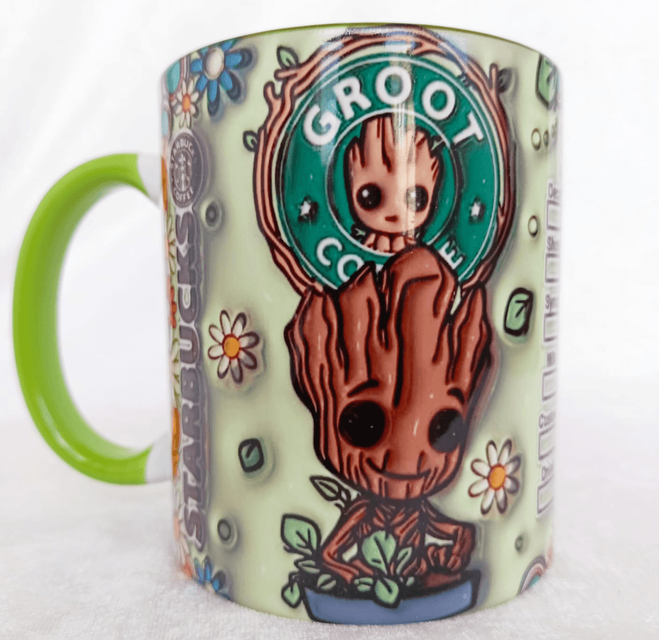 Groot Baskı içi ve Kulpu Renkli Kupa