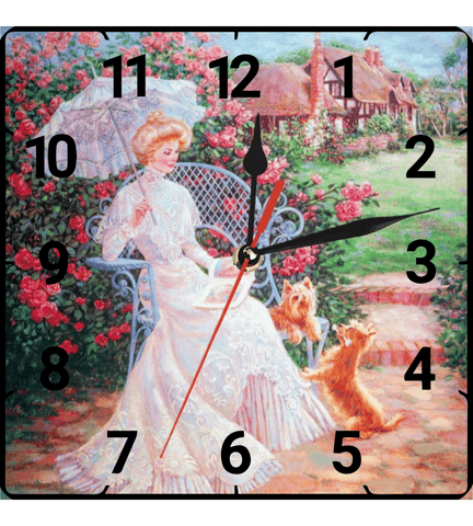 Şemsiyeli kadın vintage baskı metal hediyelik dekoratif kaliteli duvar saati