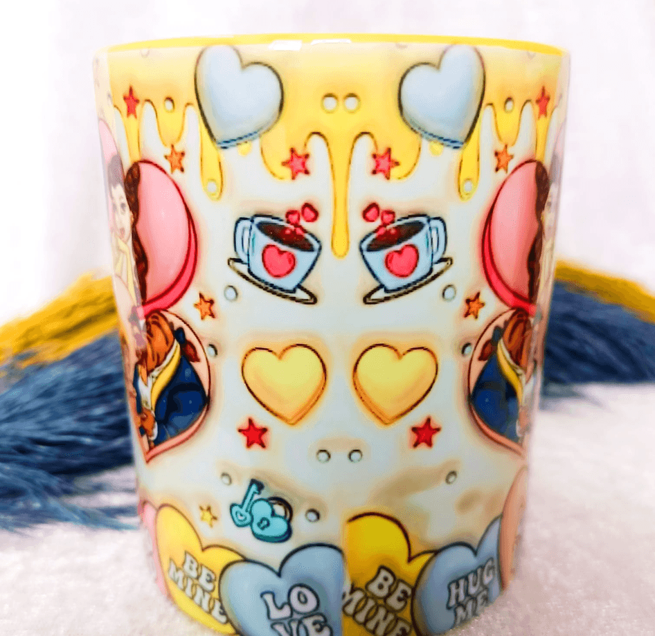 Prenses Baskı içi ve Kulpu Renkli Kupa